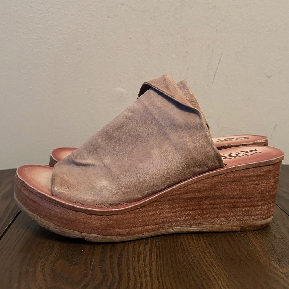 A.S. 98 Womens Leather Wedge Sandals Slip On Shoes Niels Size 42 (10.5-11) - Picture 3 of 10